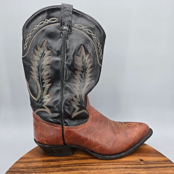 Tony Lama Thieves Market Boots Mens 11 D Black Brown Leather Western Cowboy main image 6
